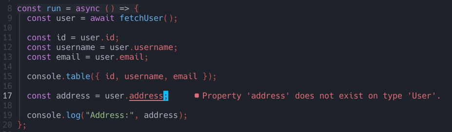 TypeScript error