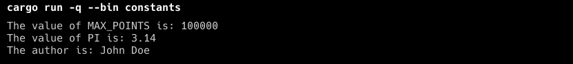 Constants in rust